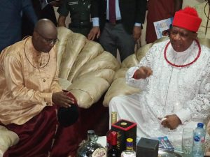 DPS Ovie Omo-Agege receiving prayers from UPU leader, Olorogun (Dr.) Moses Taiga